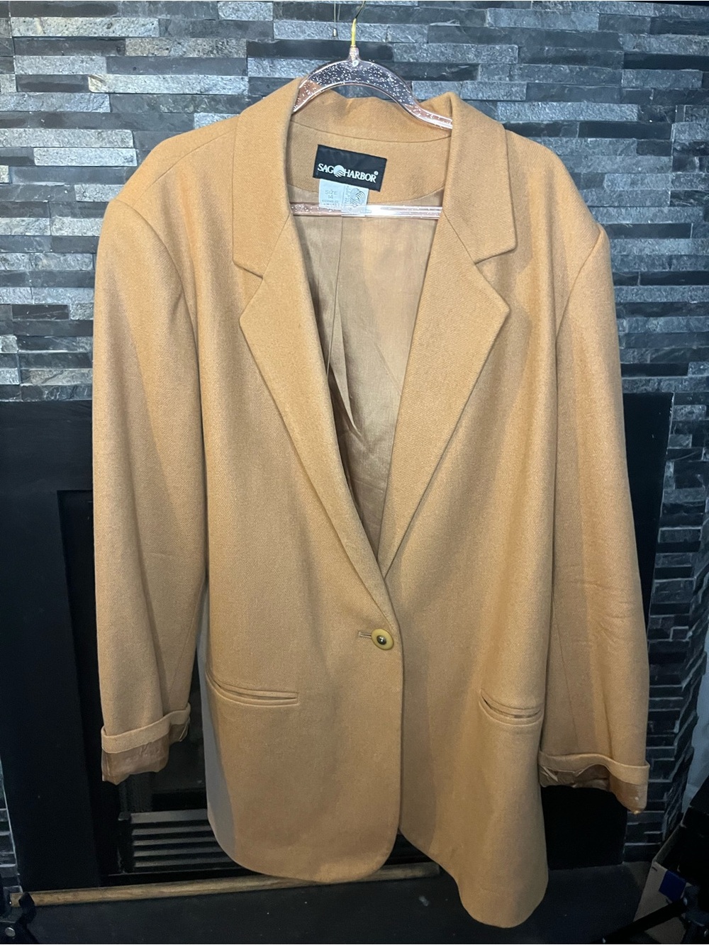 Sag Harbor Tan Brown One-Button Blazer